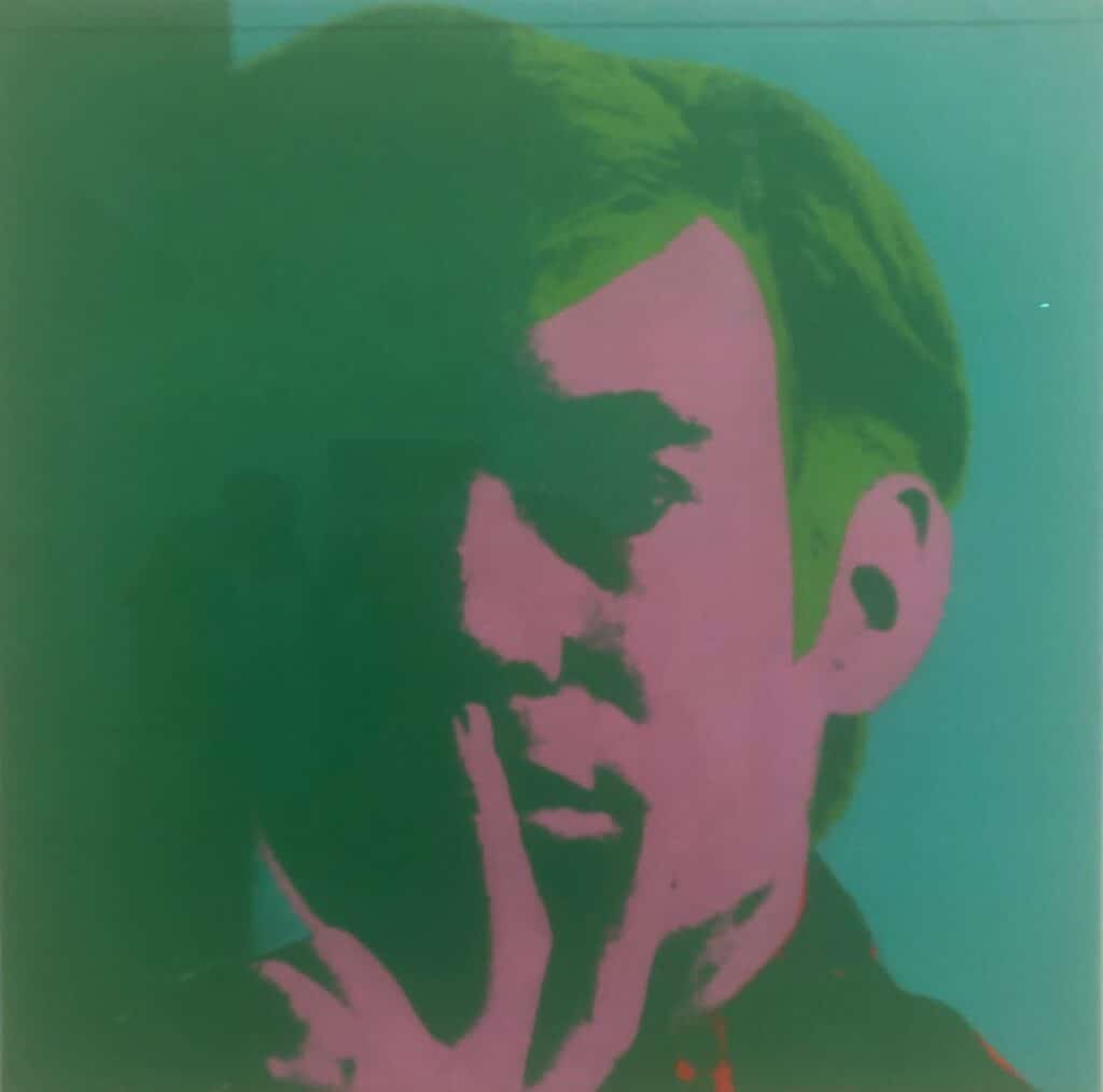 Andy Warhol in green and pink.