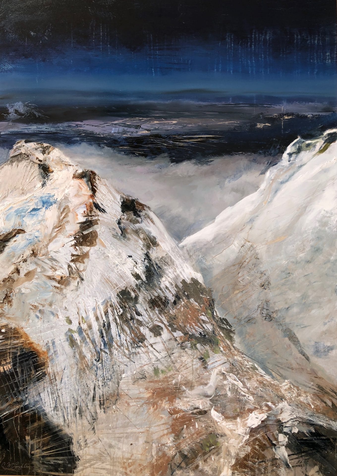 Above the Clouds, oil paint on a brushed aluminum panel, 39" x 51", $6900