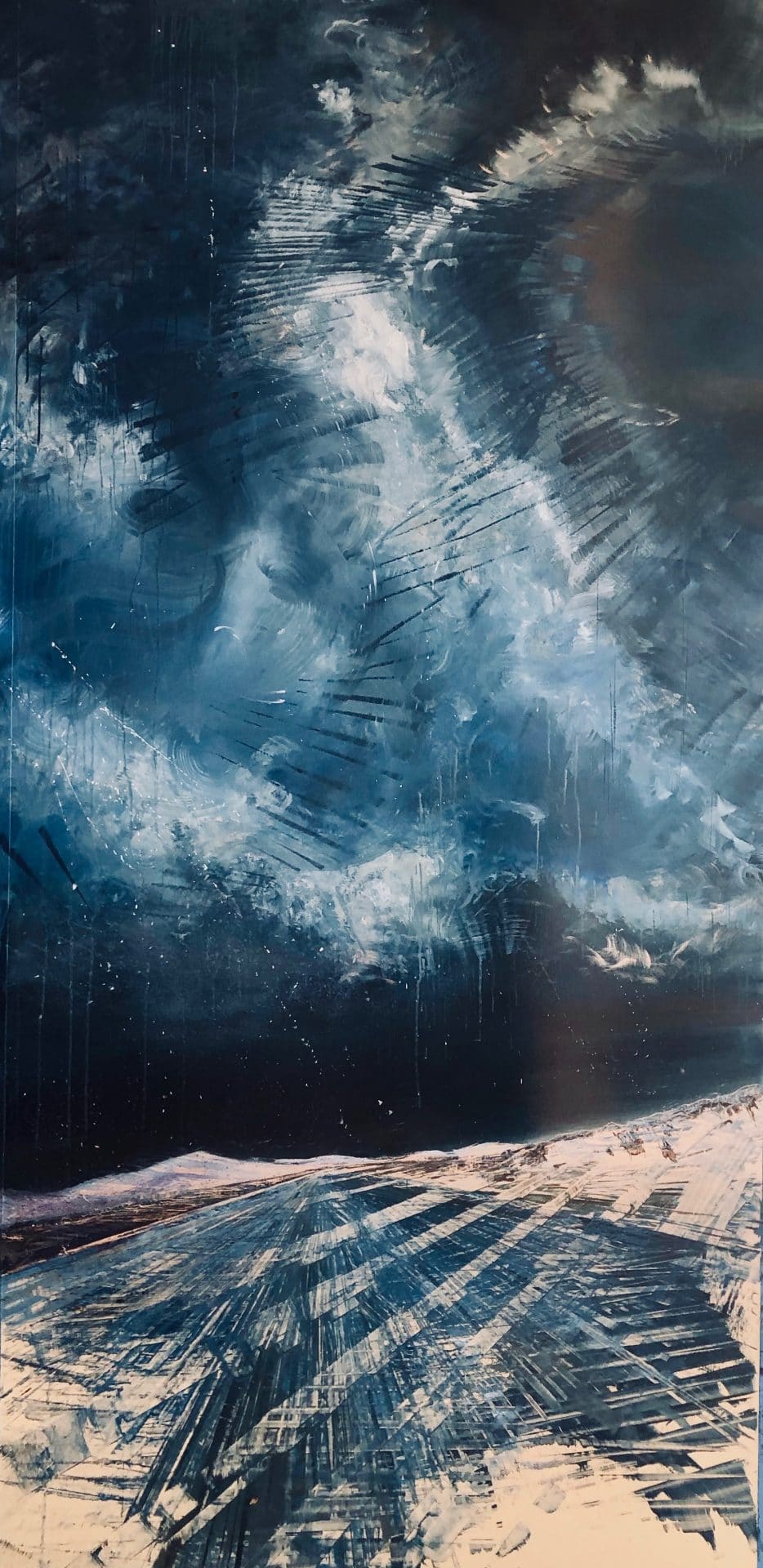 Celestial Rhapsody, oil on a brushed aluminum panel, 99" x 51", $16,900