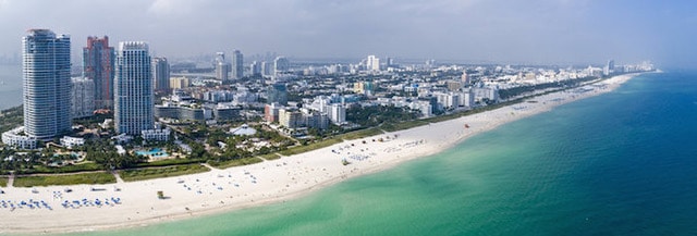 Beautiful arial shot of Miami Beach, Florida