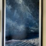 Celestial Rhapsody, framed angled view, Contemporary oil painting on metal of a super storm in Park City, Utah, Fine Art by Cynthia McLoughlin
