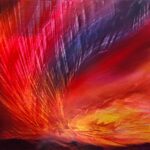 Amazon Burning, Contemporary oil painting on metal of fires in the Amazon, Fine Art by Cynthia McLoughlin