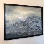 Elevated Dream, Contemporary oil painting on metal of mystical, magical mountains, Fine Art by Cynthia McLoughlin
