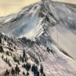 Snowbird Melting, Contemporary oil painting on metal of the dramatic ridge-lines at Snowbird Ski Resort, Fine Art by Cynthia McLoughlin