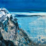 Spring Thaw, Contemporary oil painting on metal of an Iceland mountain, Fine Art by Cynthia McLoughlin