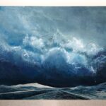 Through the Storm, Contemporary oil painting on metal of a dramatic storm changing moment to moment, Fine Art by Cynthia McLoughlin