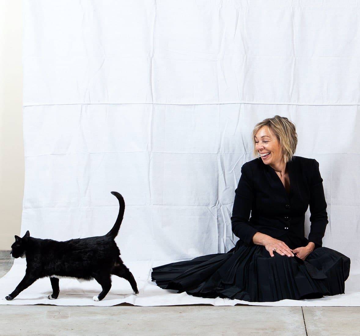 Cynthia McLoughlin and Dobbie the cat