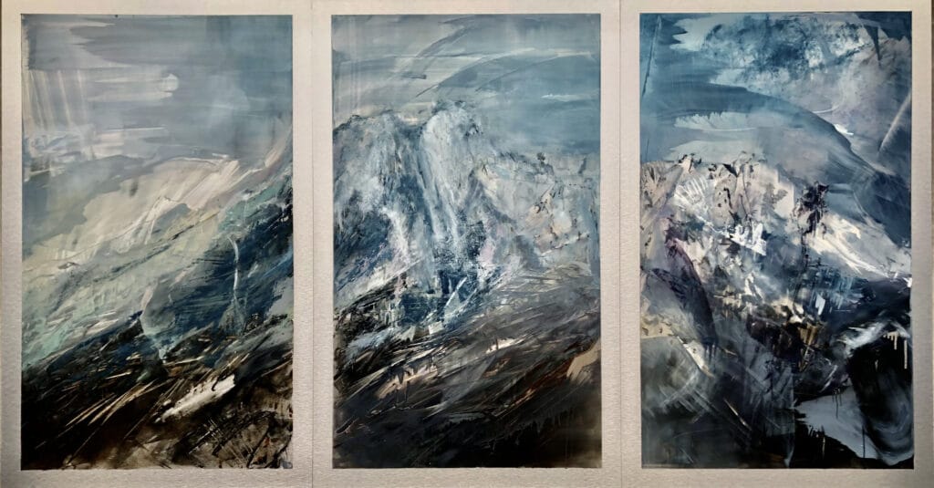 An original mountain painting by artist Cynthia McLoughlin of majestic Mount Olympus in Salt Lake City, Utah.