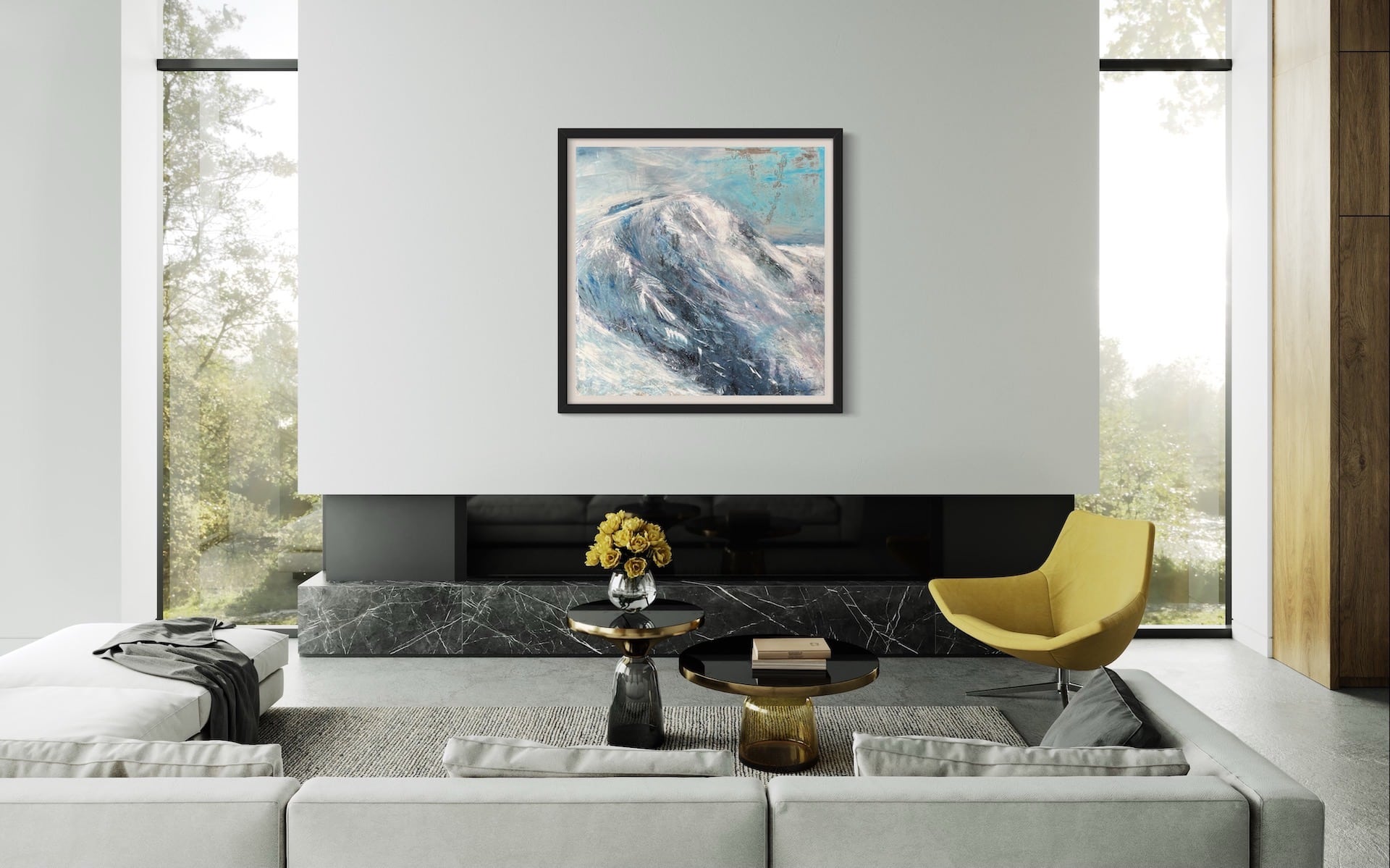 A contemporary mountain oil painting on metal panel by artist Cynthia McLoughlin of Jupiter Bowl at the Park City Mountain Resort in Park City, Utah.