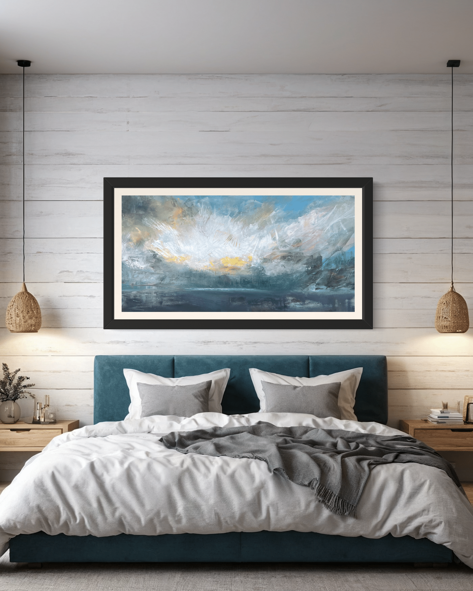 A contemporary storm oil painting on metal panel by artist Cynthia McLoughlin