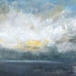 A contemporary storm oil painting on metal panel by artist Cynthia McLoughlin