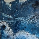 A contemporary abstract oil painting on metal panel by artist Cynthia McLoughlin