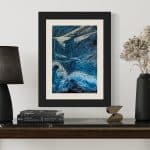 A contemporary abstract oil painting on metal panel by artist Cynthia McLoughlin