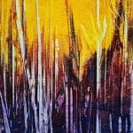 A contemporary abstract oil painting on metal panel by artist Cynthia McLoughlin