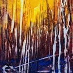 A contemporary abstract oil painting on metal panel by artist Cynthia McLoughlin