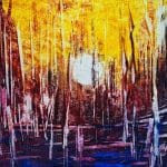 A contemporary abstract oil painting on metal panel by artist Cynthia McLoughlin