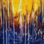 A contemporary abstract oil painting on metal panel by artist Cynthia McLoughlin